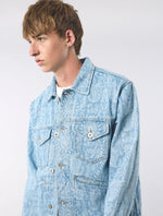 Blue Parthian Laser Paisley Denim Jacket