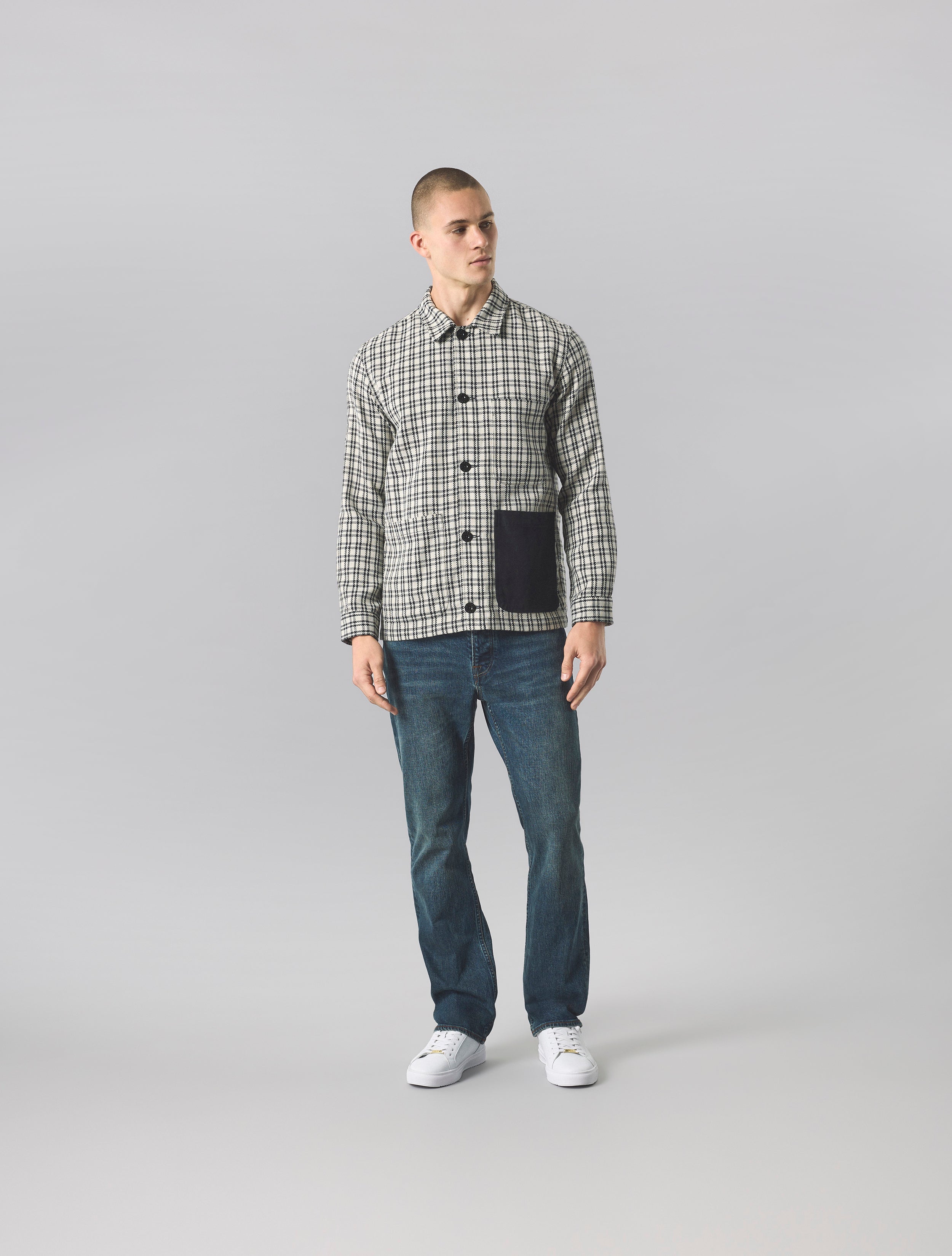 Stone Whitworth Check Overshirt – Pretty Green Store