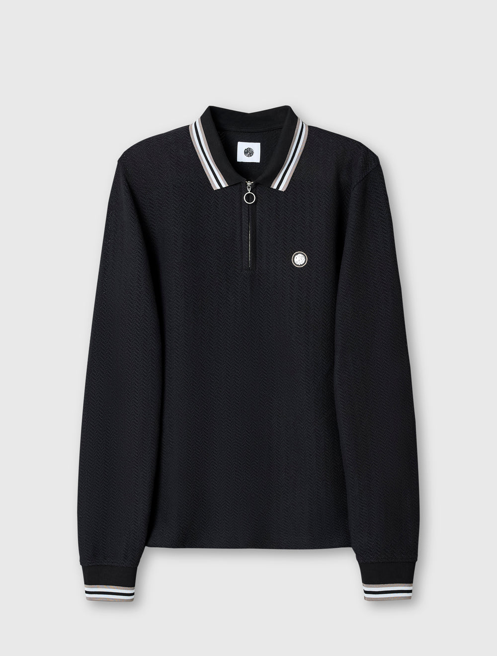 Black Garswood Long Sleeve Zip Polo