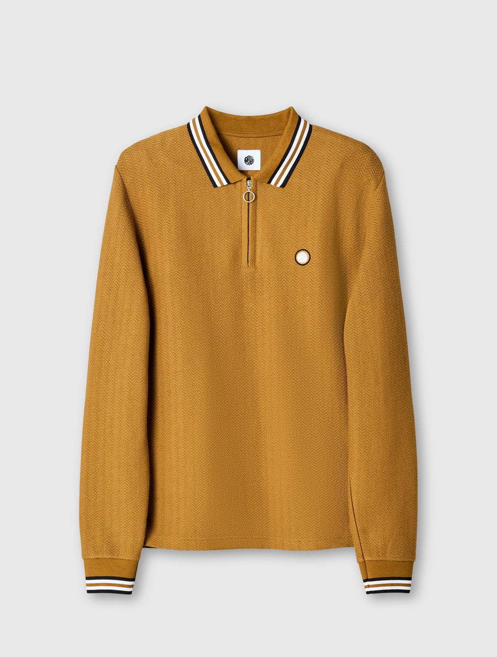 Brown Garswood Long Sleeve Zip Polo