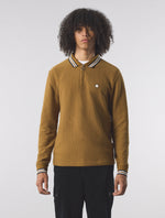 Brown Garswood Long Sleeve Zip Polo