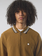 Brown Garswood Long Sleeve Zip Polo