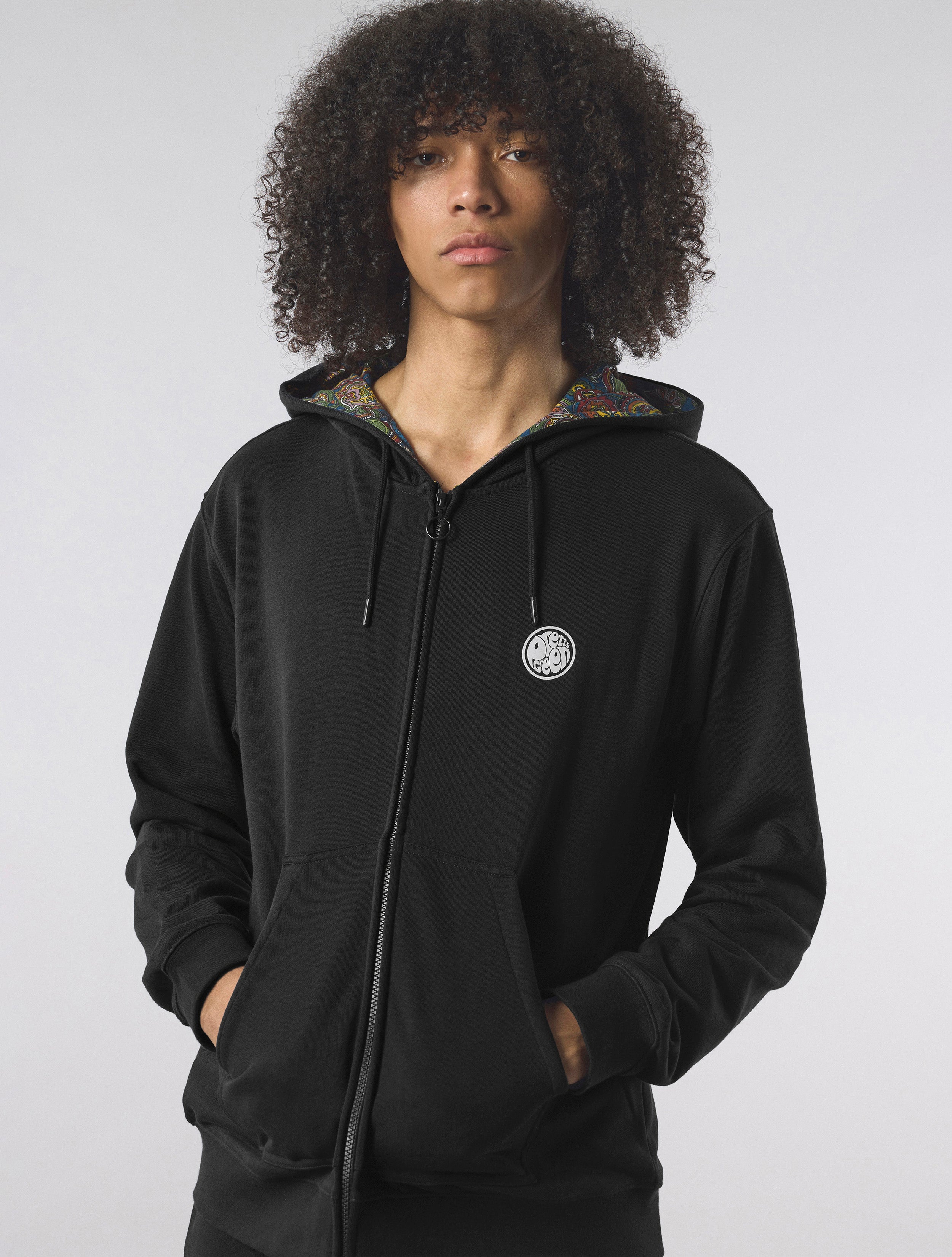 Black Lounge Zip Up Hoody – Pretty Green Store