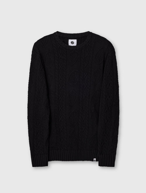 Black Marylebone Paisley Cable Knit Jumper