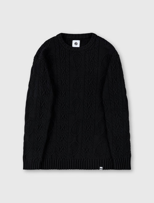 Black Marlybone Paisley Cable Knit Jumper