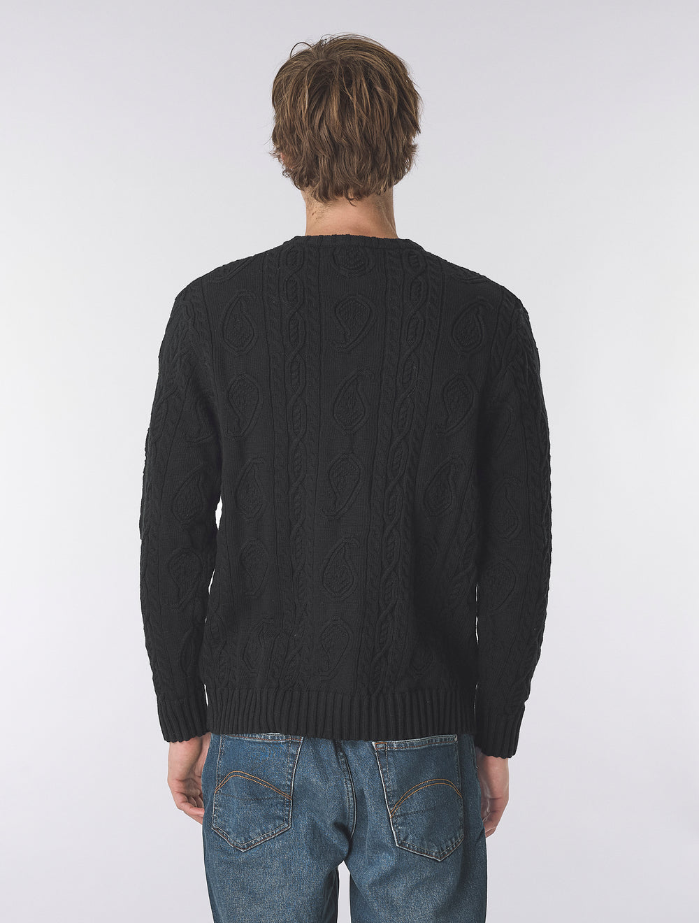 Black Marylebone Paisley Cable Knit Jumper