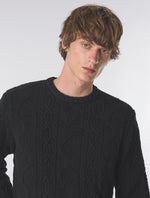 Black Marylebone Paisley Cable Knit Jumper