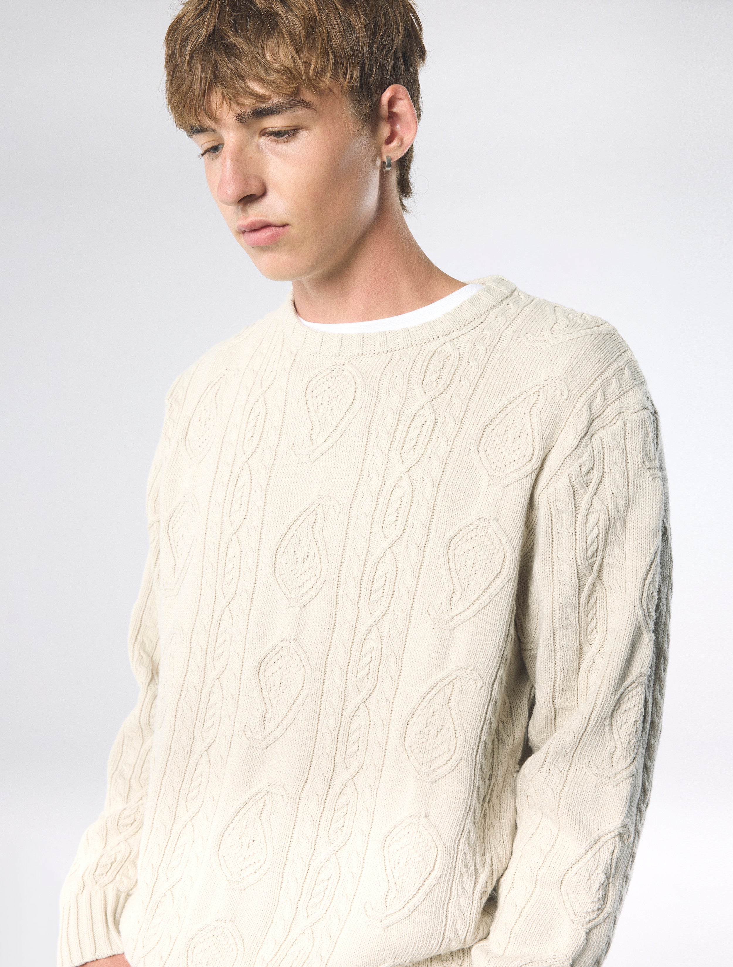 Stone Marylebone Paisley Cable Knit Jumper – Pretty Green Store
