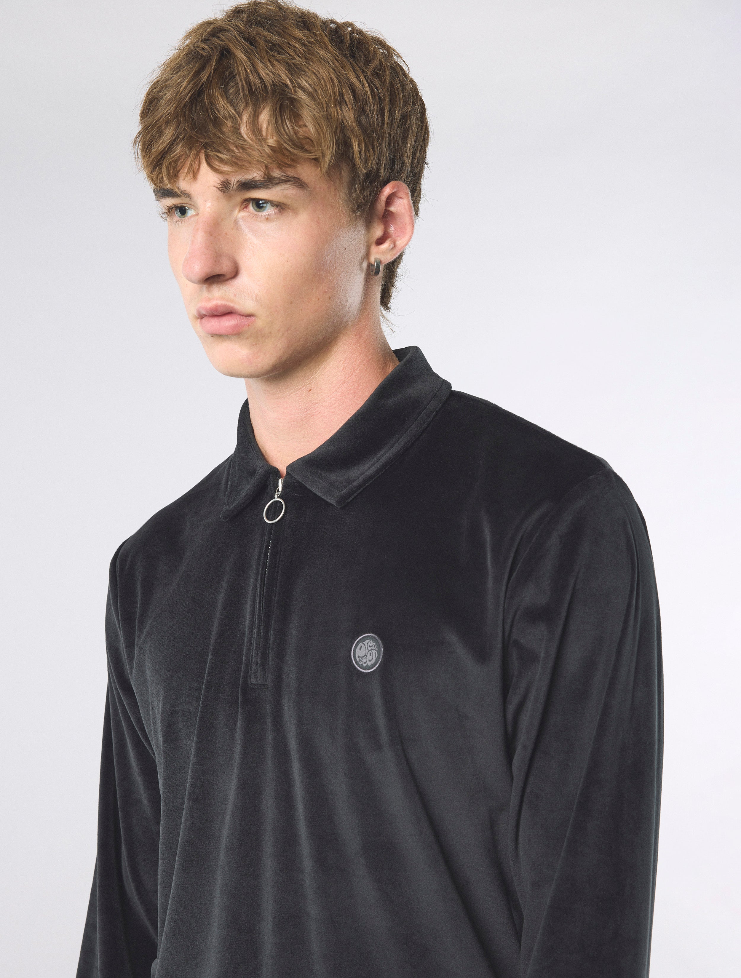 Black Kennedy Velour Polo – Pretty Green Store