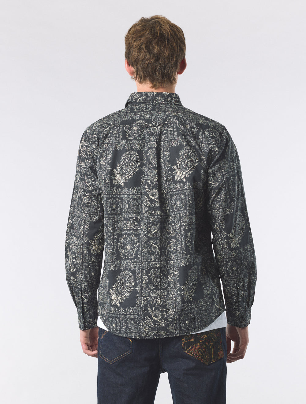 Black Patchwork Paisley Shirt