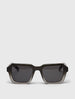 Black Acetate Angled Chunky Square Sunglasses