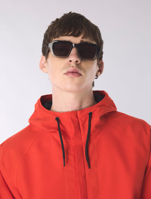 Black Acetate Angled Chunky Square Sunglasses