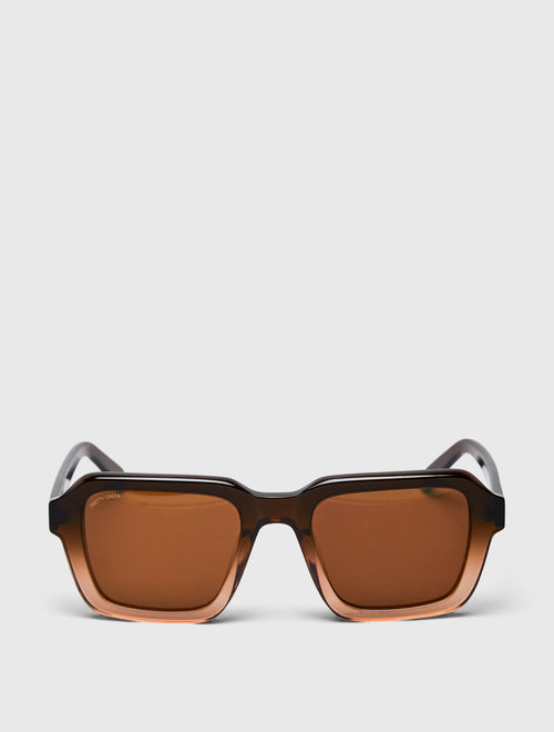 Brown Acetate Angled Chunky Square Sunglasses