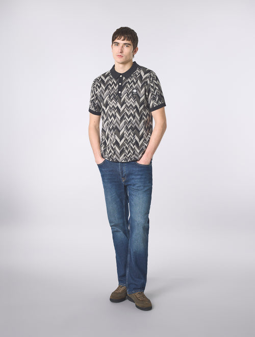 Black Starship Short Sleeve Knit Polo