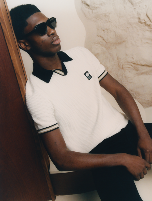 White Stratosphere Short Sleeve Knit Polo