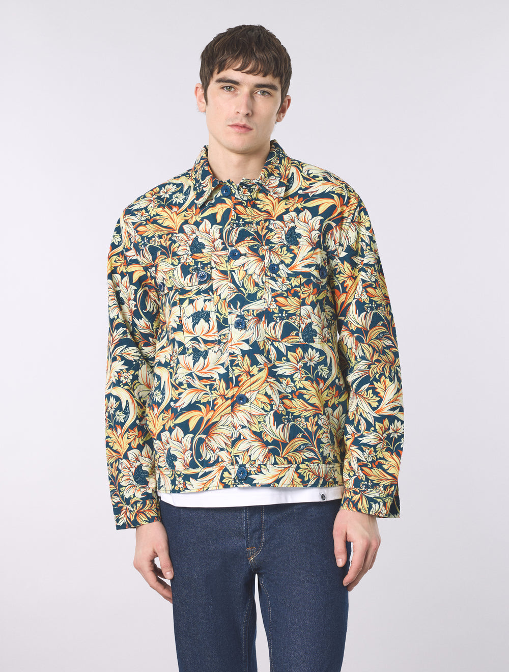 Navy Bostall Printed Overshirt