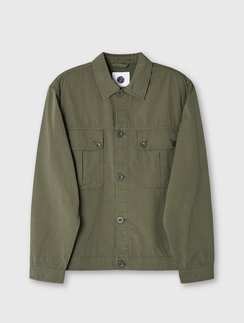 Dark Green Bostall Solid Overshirt