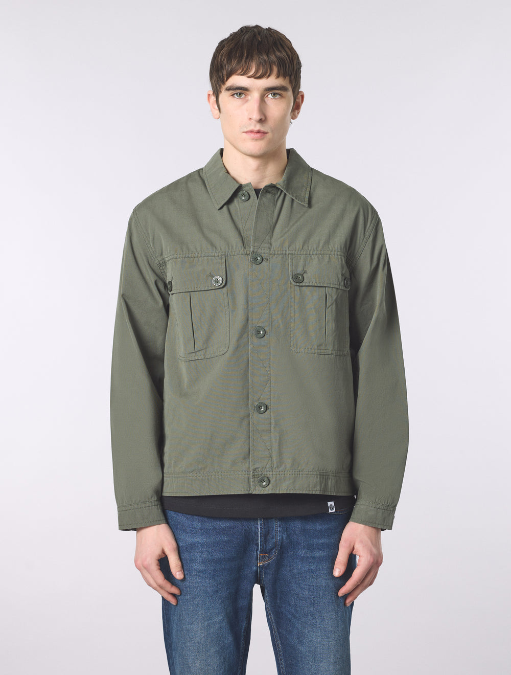 Dark Green Bostall Solid Overshirt