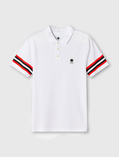 White Stratosphere Sleeve Stripe Polo