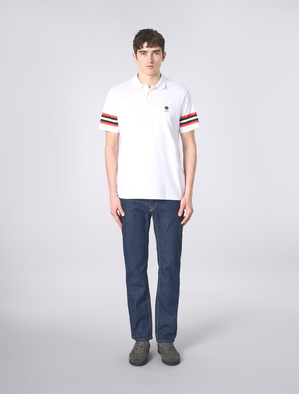 White Stratosphere Sleeve Stripe Polo