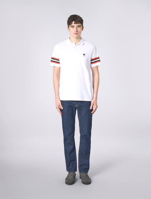 White Stratosphere Sleeve Stripe Polo