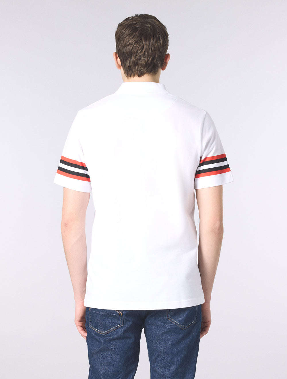 White Stratosphere Sleeve Stripe Polo