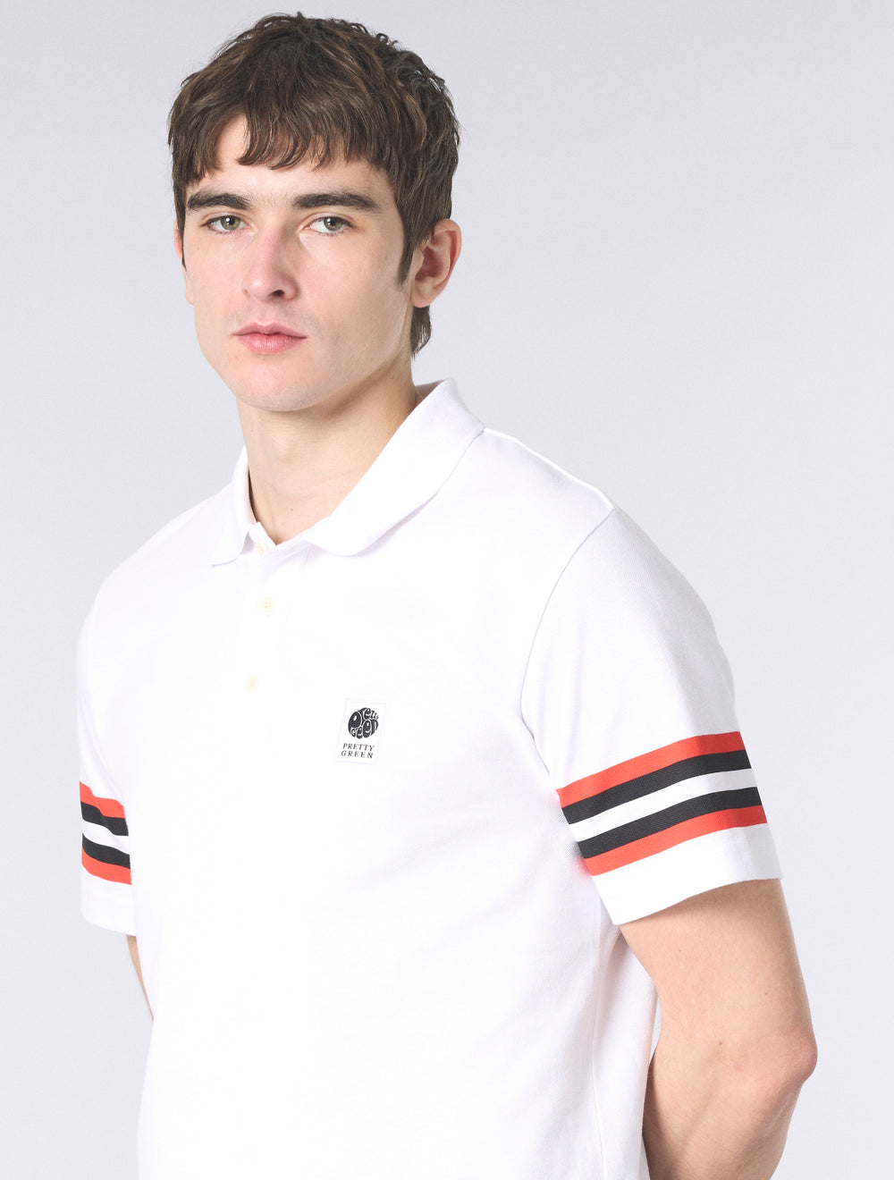 White Stratosphere Sleeve Stripe Polo