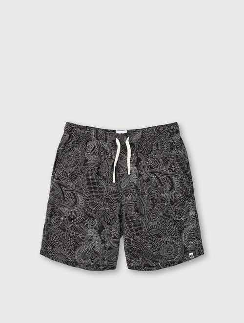 Black Resonance Linear Paisley Shorts