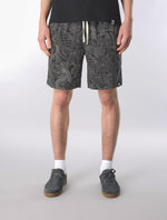 Black Resonance Linear Paisley Shorts