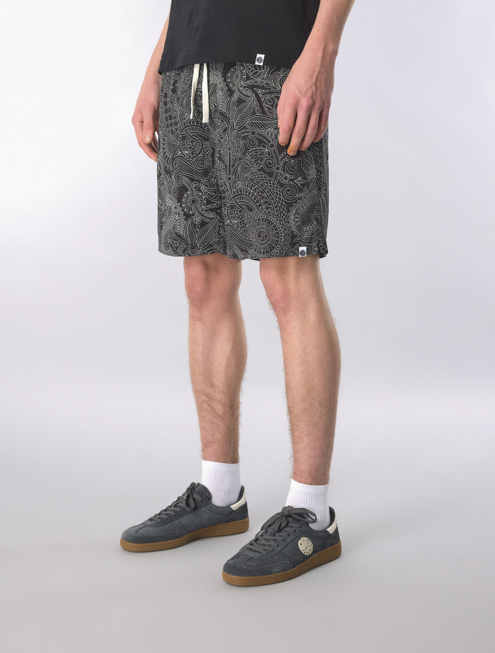 Black Resonance Linear Paisley Shorts