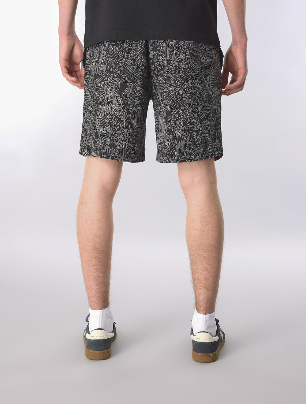 Black Resonance Linear Paisley Shorts