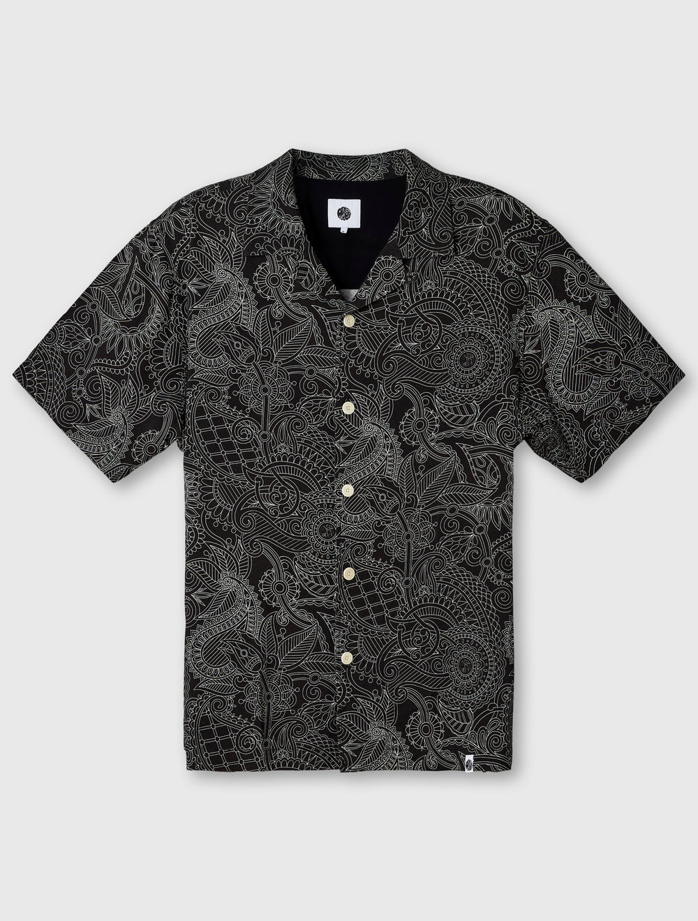 Black Resonance Linear Paisley Short Sleeve Shirt