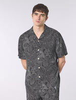 Black Resonance Linear Paisley Short Sleeve Shirt