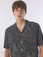 Black Resonance Linear Paisley Short Sleeve Shirt