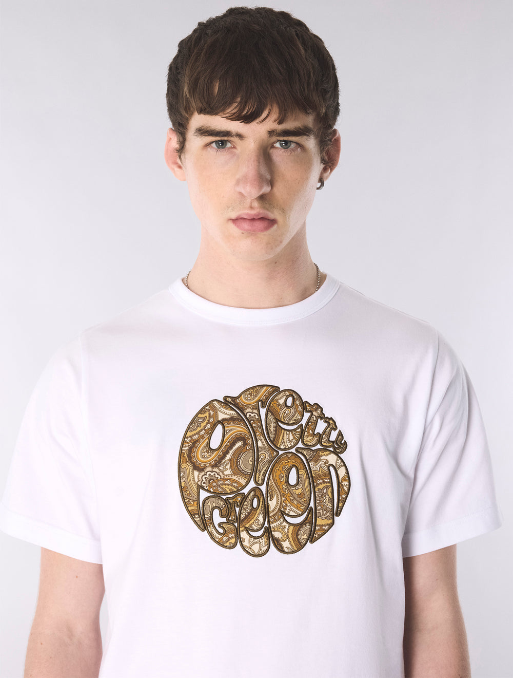 White Hermosa Paisley Logo T-Shirt