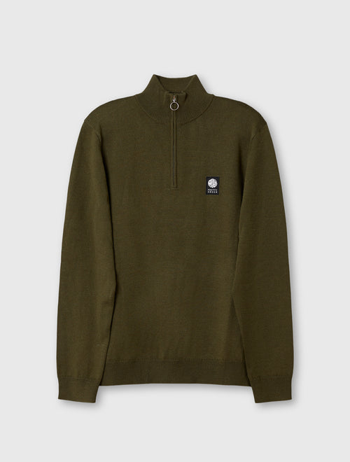 Khaki Merino Blend Quarter Zip