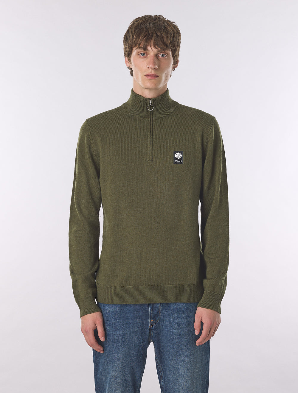 Khaki Merino Blend Quarter Zip