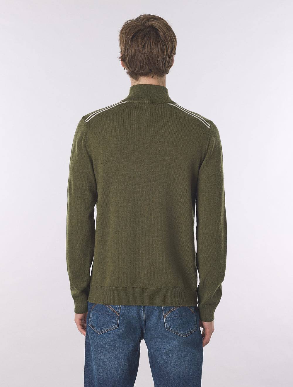 Khaki Merino Blend Quarter Zip