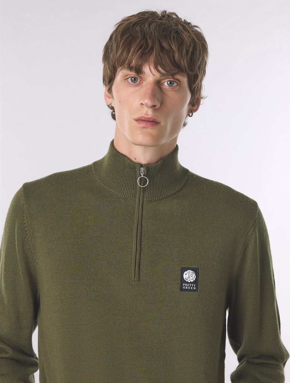 Khaki Merino Blend Quarter Zip
