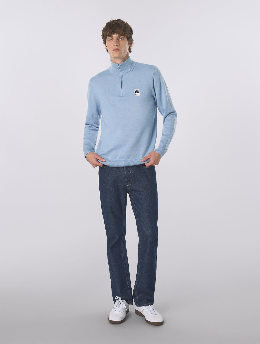 Sky Blue Merino Blend 1/4 Zip
