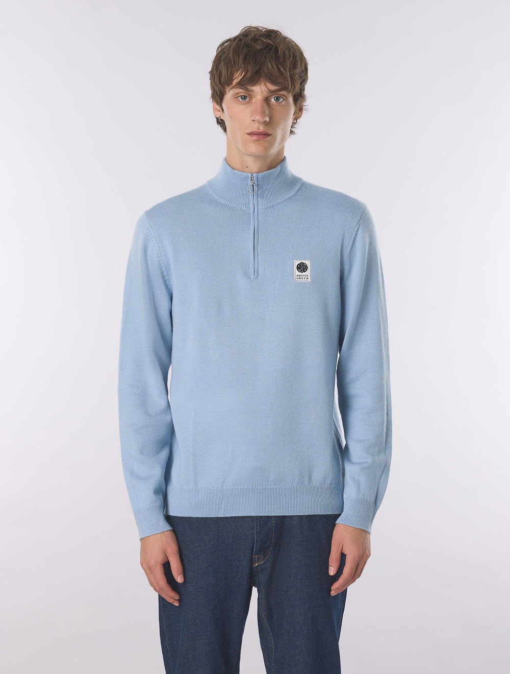 Sky Blue Merino Blend 1/4 Zip