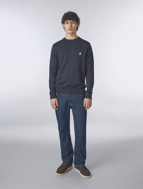 Navy Merino Blend Crew