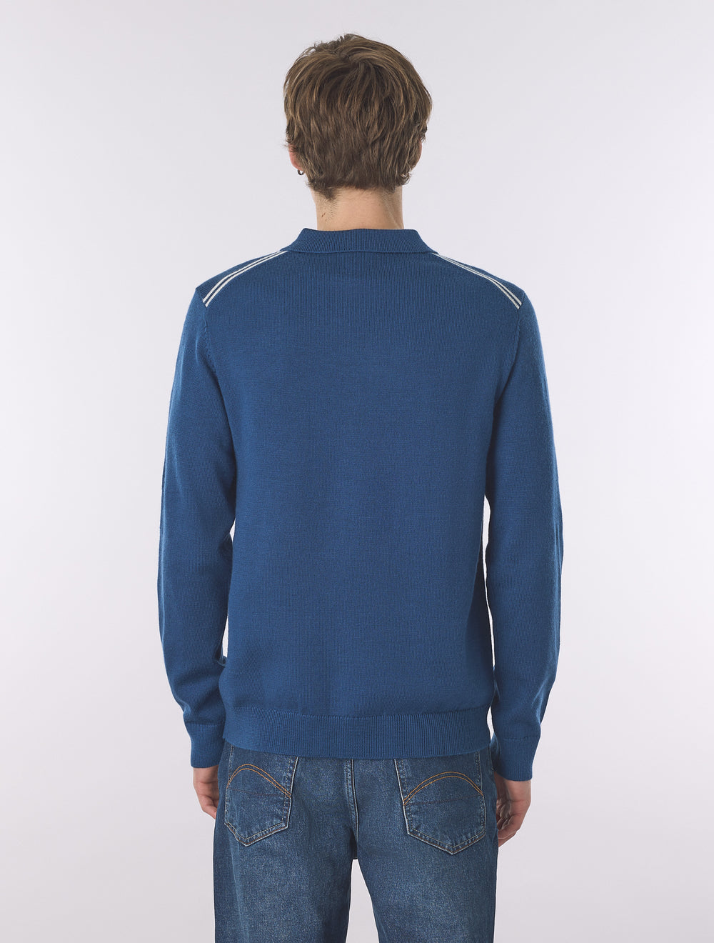 Dark Blue Merino Blend Polo