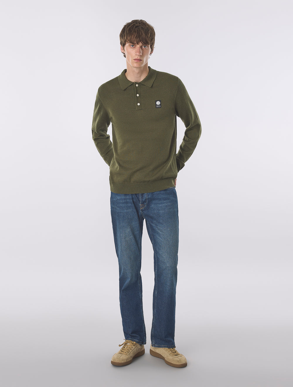 Khaki Merino Blend Polo