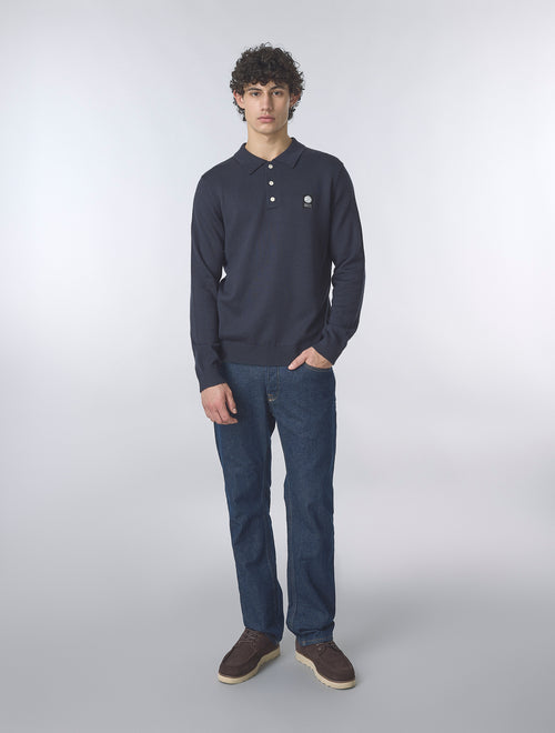 Navy Merino Blend Polo