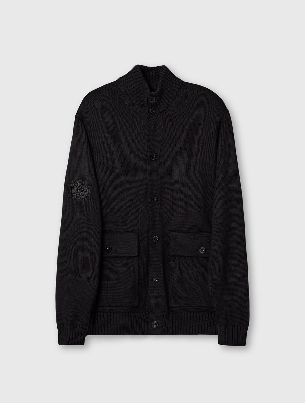Black Temperance Funnel Neck Knit