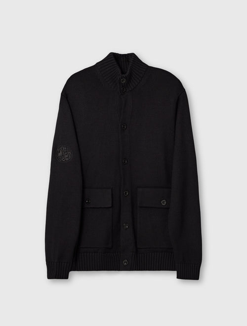 Black Temperance Funnel Neck Knit