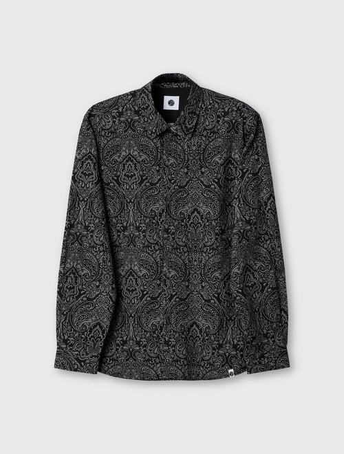 Black Rave On Linear Paisley Shirt