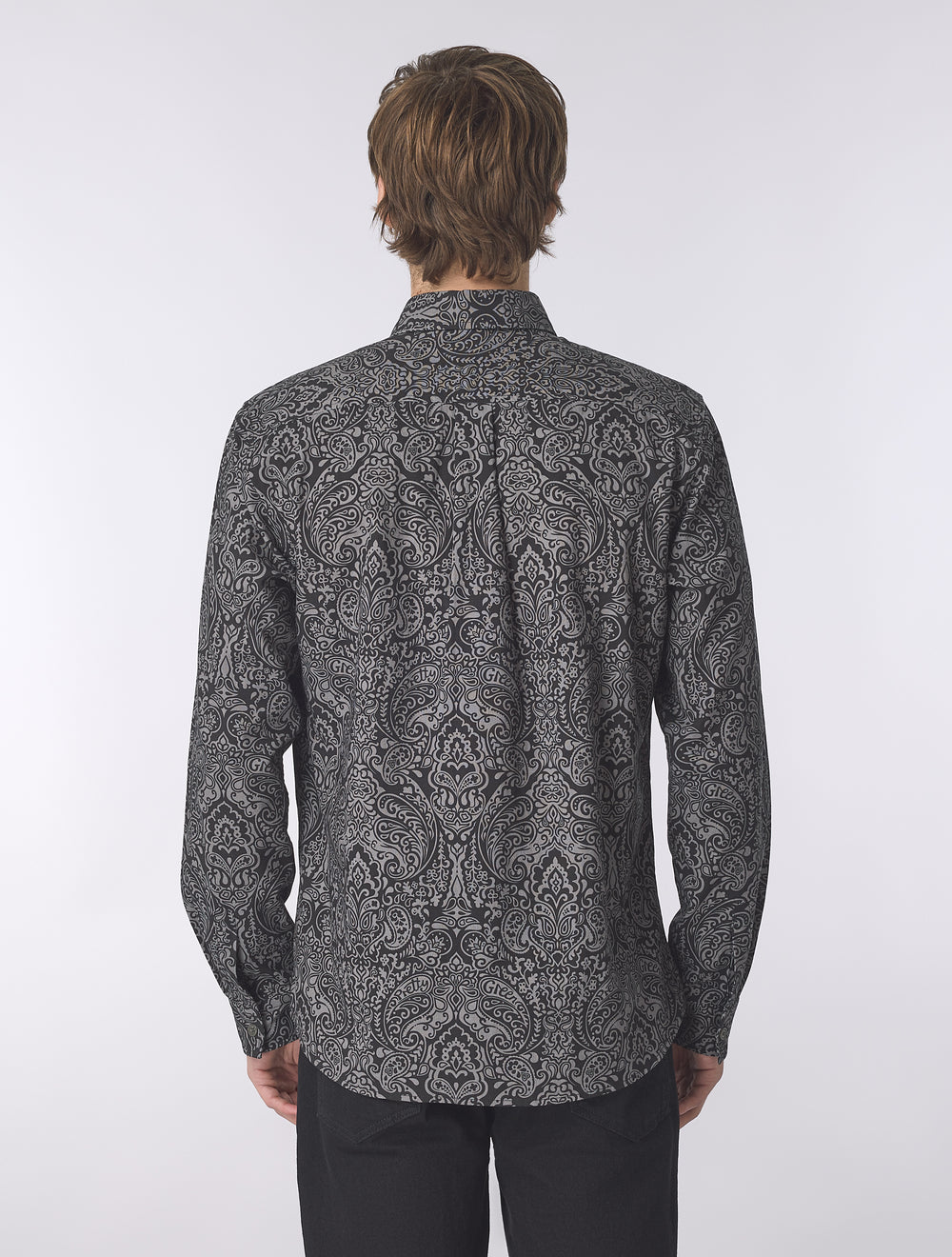 Black Rave On Linear Paisley Shirt