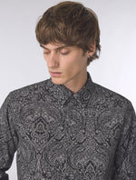 Black Rave On Linear Paisley Shirt